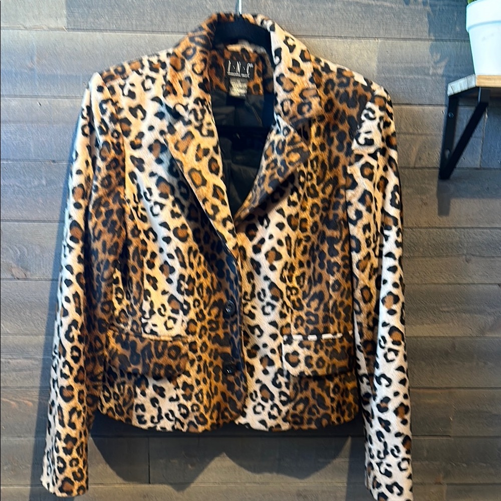 INC International Concepts Gold and Brown Leopard Blazer